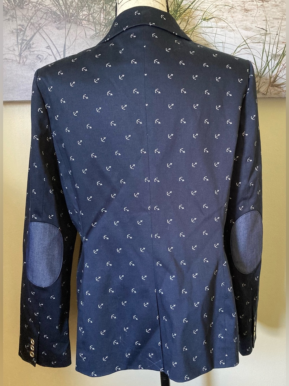 Tommy Hilfiger women’s nautical navy  blue blazer w/white anchor print, size M - Picture 7 of 13